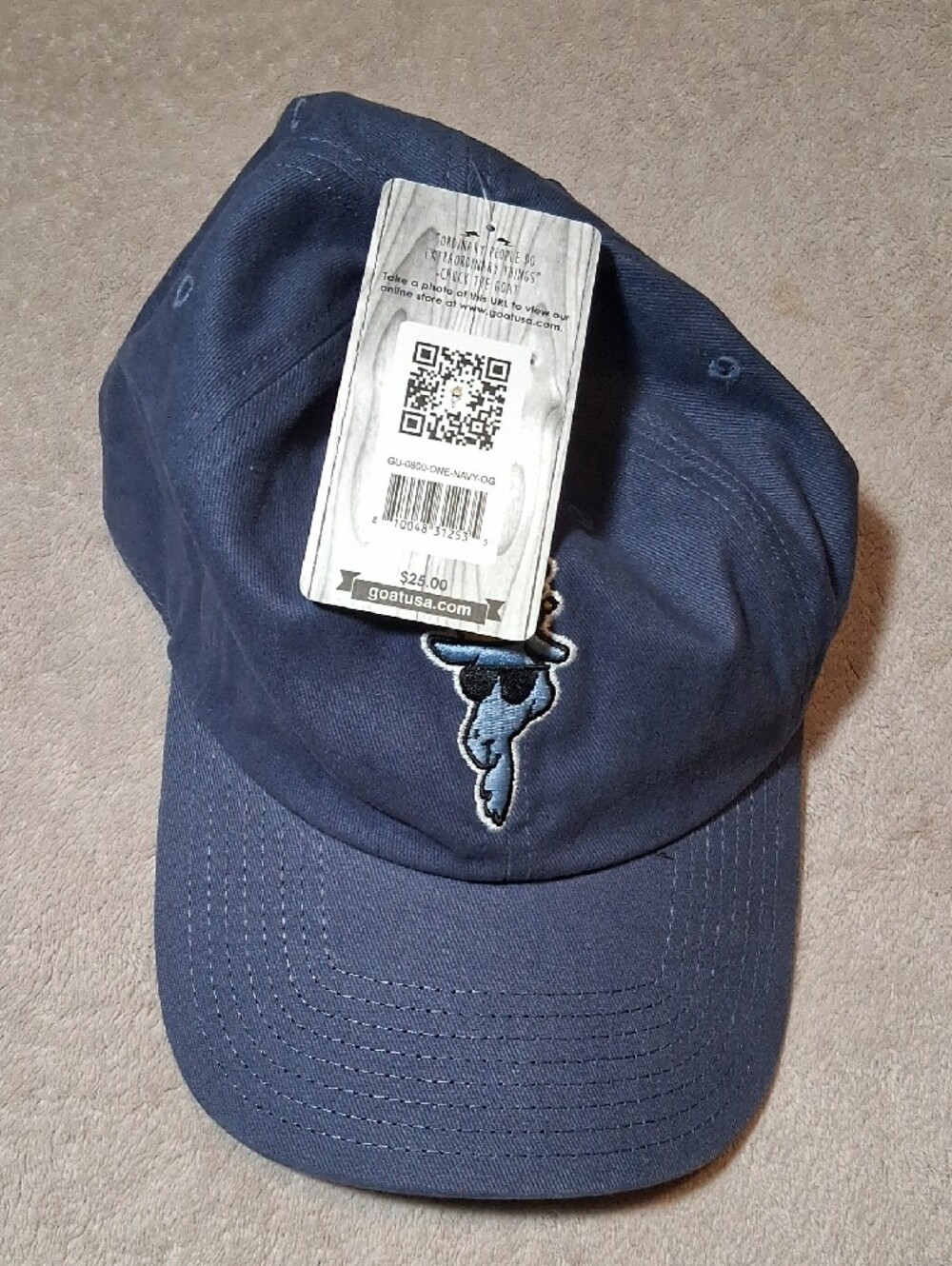 Kids Navy Baseball Cap with Crowned Goat Patch - Picture 3 of 7